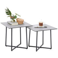 SADA KONFERENČNÍCH STOLKŮ, černá, světle šedá, kov, sklo, keramika, 45/45/45 cm - černá/světle šedá, Design, kov/sklo (45/45/45cm) - Hom`in