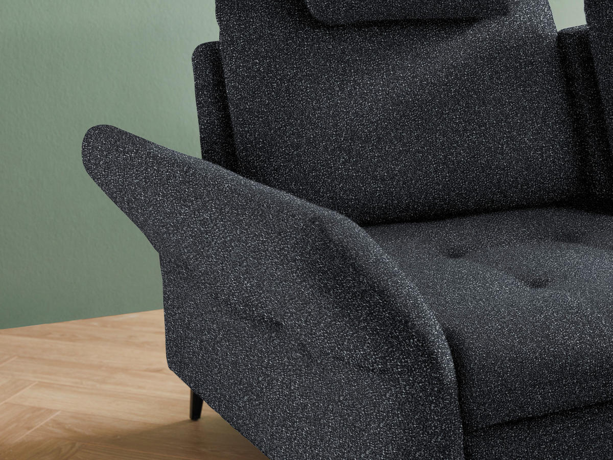 ECKSOFA in Bouclé Schwarz  - Schwarz, Natur, Textil/Metall (288/233cm) - Valnatura