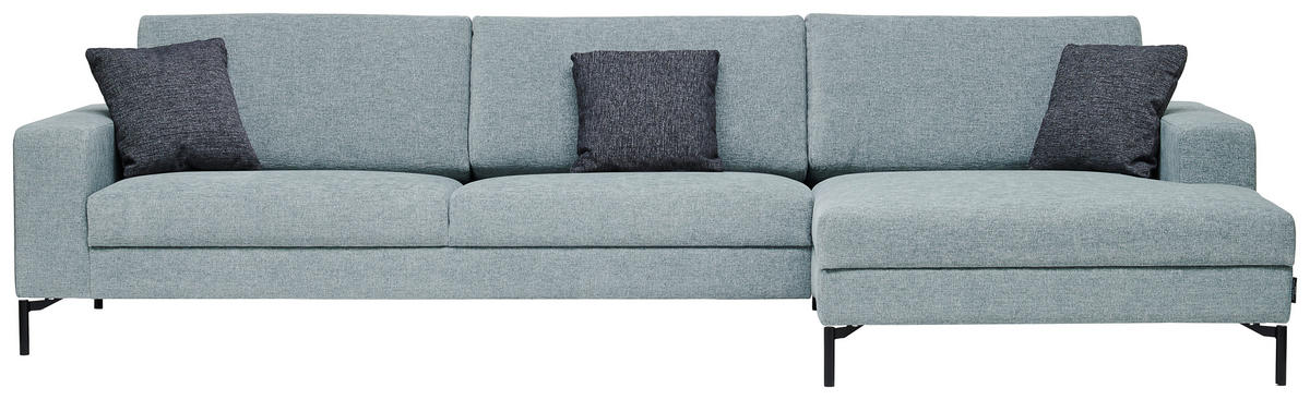 ECKSOFA in Chenille Hellblau  - Schwarz/Hellblau, Design, Textil/Metall (310/155cm) - Johann Jakob