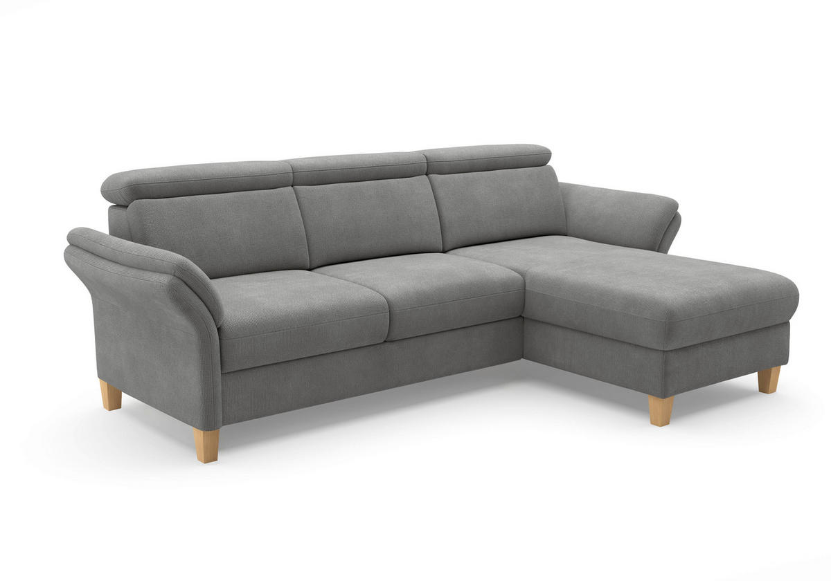 ECKSOFA GLENDALE E Grau Flachgewebe  - Eichefarben/Grau, KONVENTIONELL, Holz/Textil (253/166cm) - Sit & More