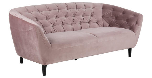 CHESTERFIELD-SOFA  in Samt Rosa  - Schwarz/Rosa, Trend, Holz/Textil (191/78/84cm) - Ambia Home