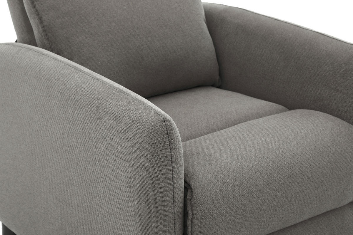 Fotoliu Pentru Televizor din lemn, metal, plastic, textil, gri deschis - gri deschis/negru, Konventionell, plastic/lemn (74/101/95cm) - Carryhome