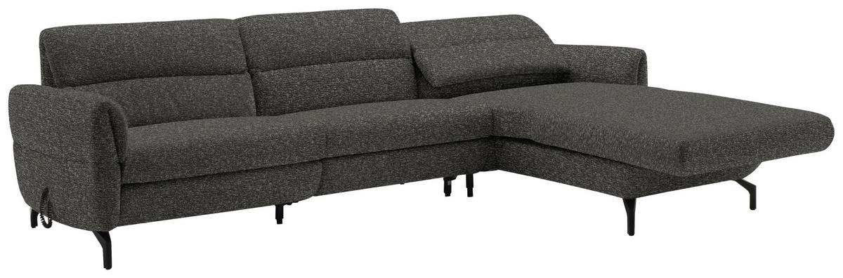 ECKSOFA in Chenille Dunkelbraun  299/187 cm  - Dunkelbraun/Schwarz, Design, Textil/Metall (299/187cm) - Schöner Wohnen