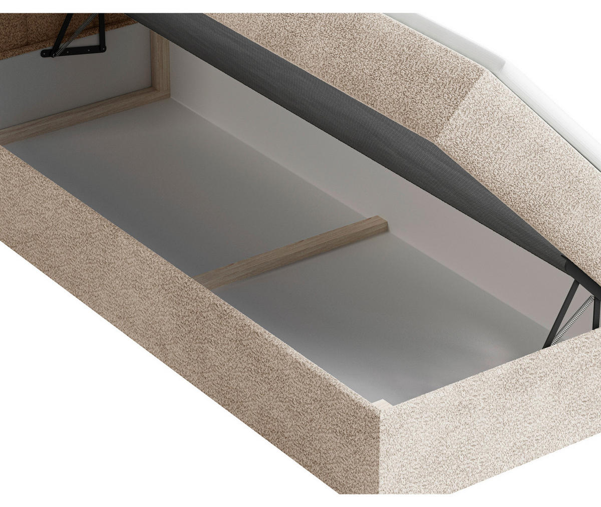 BOXBETT 140/200 cm,  in Beige, Bettkasten, Topper,  - Beige/Schwarz, MODERN, Holz/Kunststoff (140/200cm) - MID.YOU