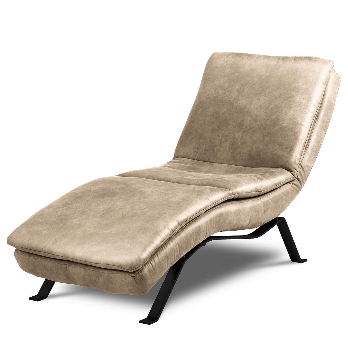 RELAXLIEGE Echtleder Creme  - Creme/Schwarz, Design, Leder/Metall (65/95/171cm) - Celina Home