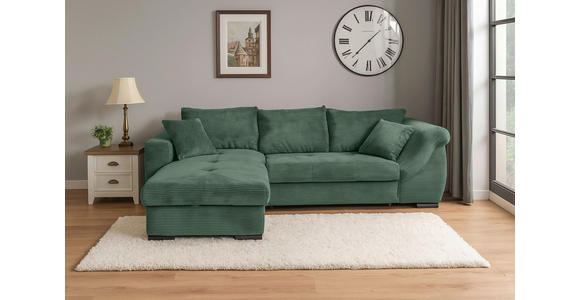 ECKSOFA Dunkelgrün Cord  - Dunkelgrün/Schwarz, KONVENTIONELL, Textil/Metall (168/258cm) - Carryhome