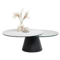 COUCHTISCH in Keramik, Metall, Glas 85-124/85/40 cm  - Creme/Schwarz, Design, Glas/Keramik (85-124/85/40cm) - Naos