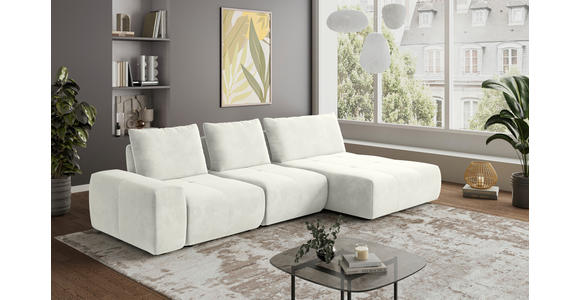 ECKSOFA in Velours Creme 347/174 cm - Creme/Schwarz, Design, Kunststoff/Textil (347/174cm) - Xora