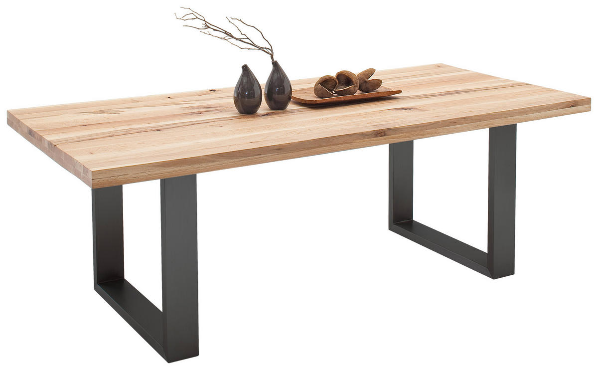ESSTISCH Wildeiche massiv rechteckig Anthrazit, Eichefarben  - Eichefarben/Anthrazit, Design, Holz/Metall (240/100/77cm) - Novel