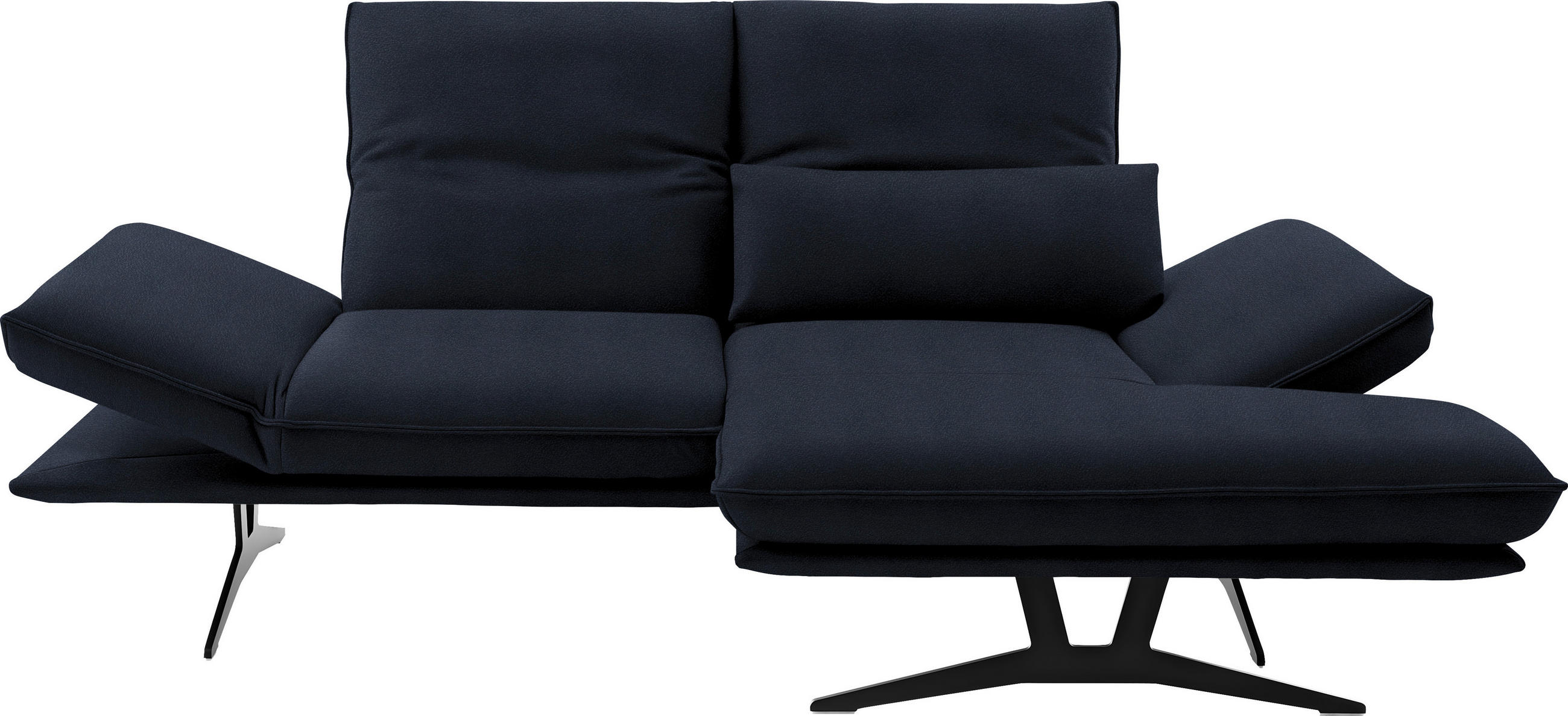 ECKSOFA in Echtleder Dunkelblau  210/130 cm  - Schwarz/Dunkelblau, Design, Leder/Metall (210/130cm) - Dieter Knoll
