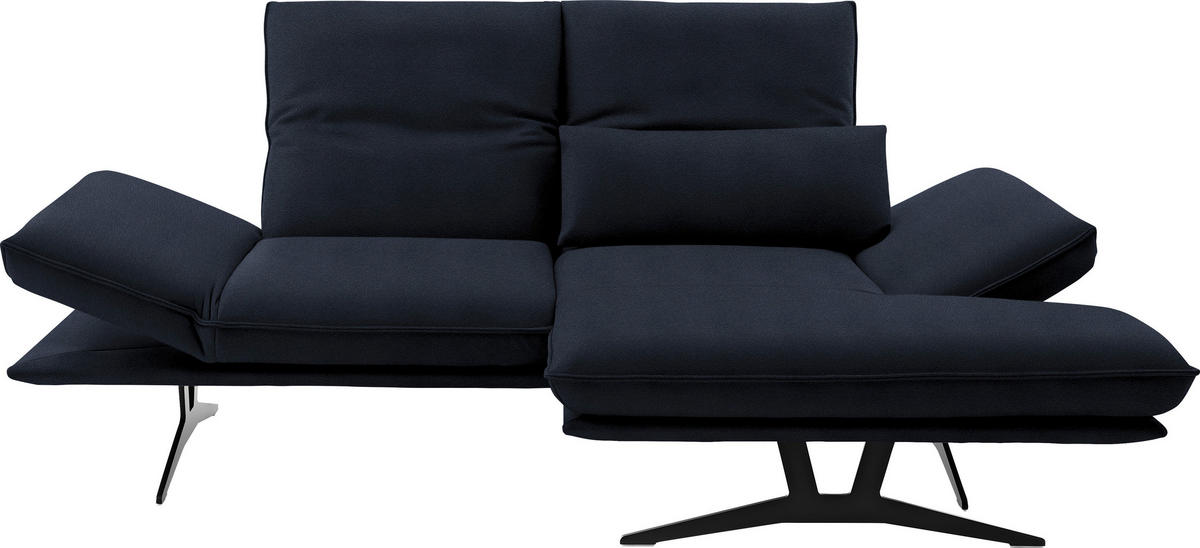 ECKSOFA in Echtleder Dunkelblau  - Schwarz/Dunkelblau, Design, Leder/Metall (210/130cm) - Dieter Knoll