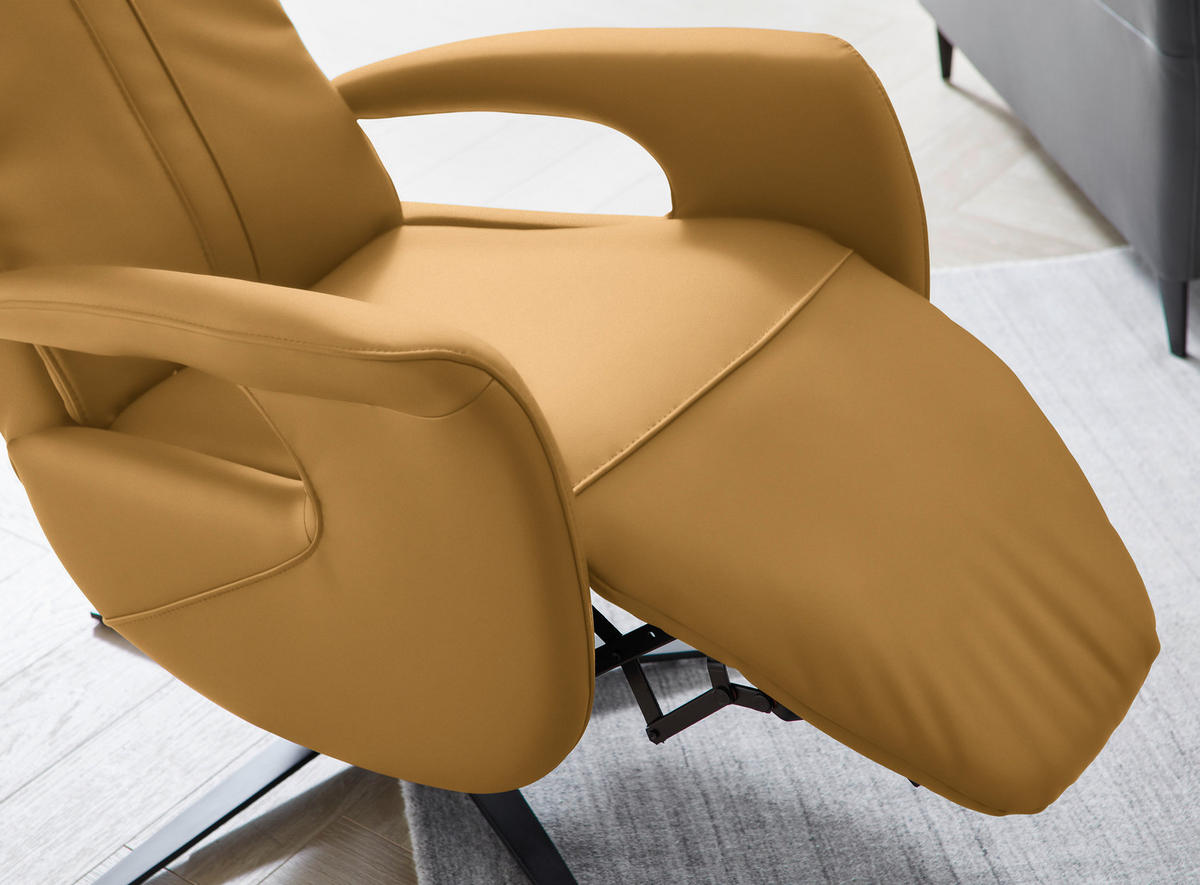 RELAXSESSEL in Leder Senfgelb  - Senfgelb/Schwarz, Design, Leder/Metall (71/112/83cm) - Dieter Knoll