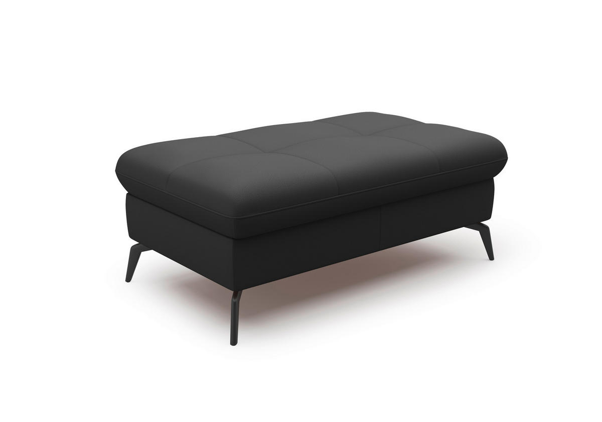 HOCKER in Leder Schwarz  - Schwarz, Konventionell, Leder/Metall (102/47/69cm) - Sit & More
