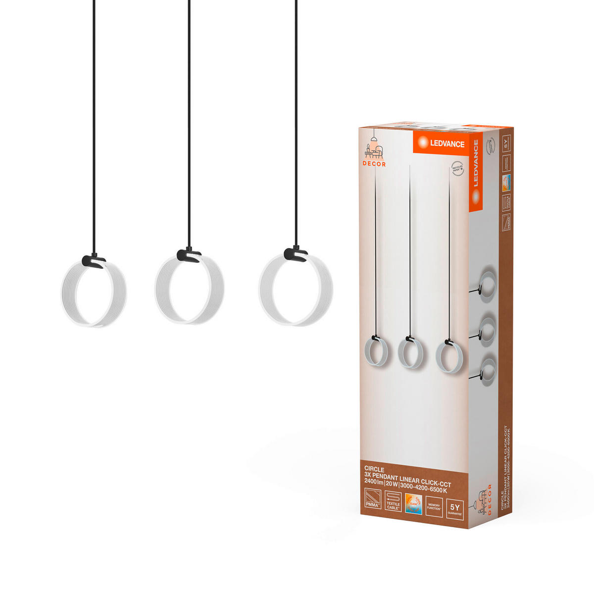 LED-PENDELLEUCHTE 66/5,2/121 cm  - Schwarz, Design, Kunststoff (66/5,2/121cm) - Ledvance