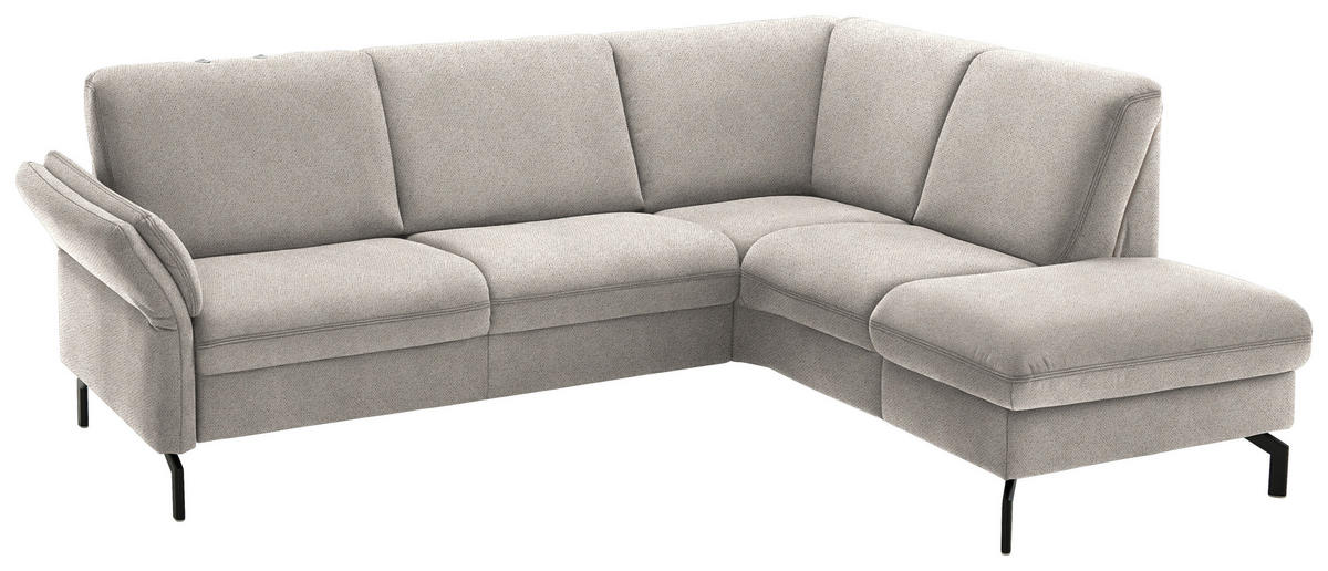 ECKSOFA in Flachgewebe Beige  241/190 cm  - Beige/Schwarz, KONVENTIONELL, Textil/Metall (241/190cm) - Beldomo Comfort