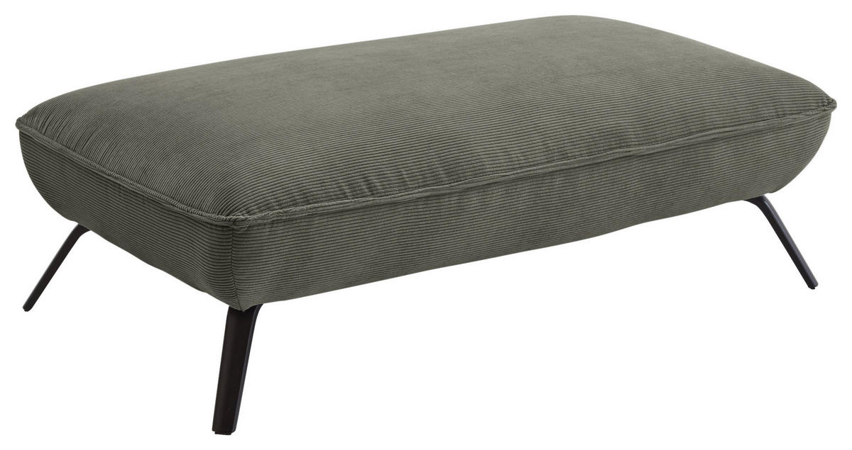 HOCKER in Textil Olivgrün  - Schwarz/Olivgrün, Design, Textil/Metall (142/43/80cm) - Moderano