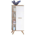 MIDISCHRANK 50,5/128/33 cm  - Eichefarben/Weiß, Design, Glas/Holzwerkstoff (50,5/128/33cm) - Xora