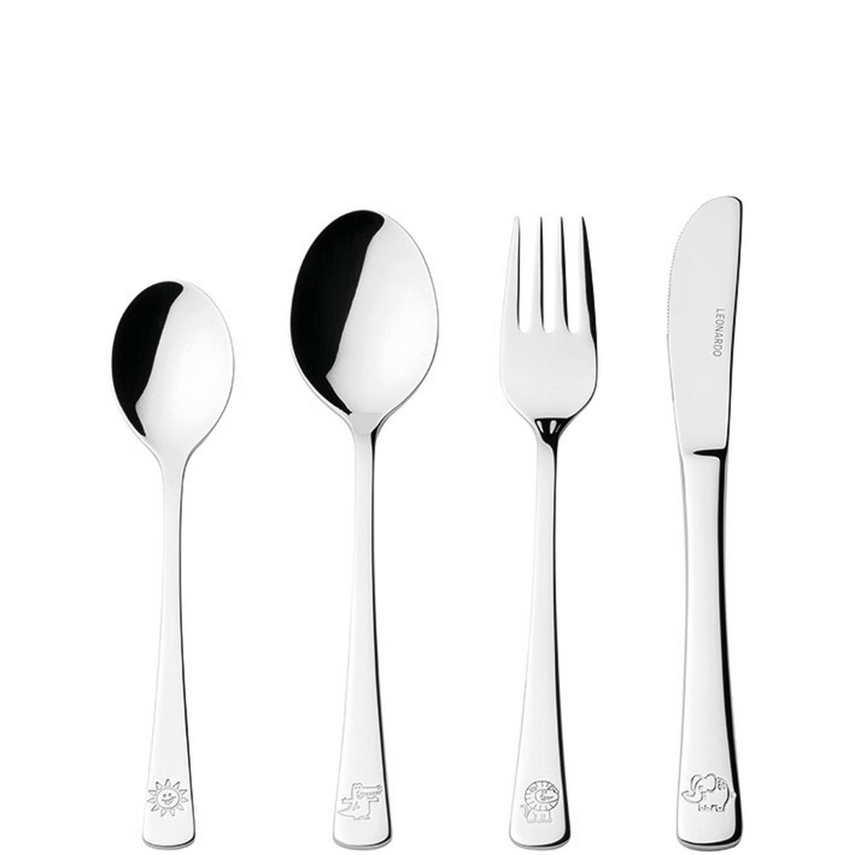 KINDERBESTECK 4-teilig  - Edelstahlfarben, KONVENTIONELL, Metall (15,60/19,80/3,00cm) - Leonardo