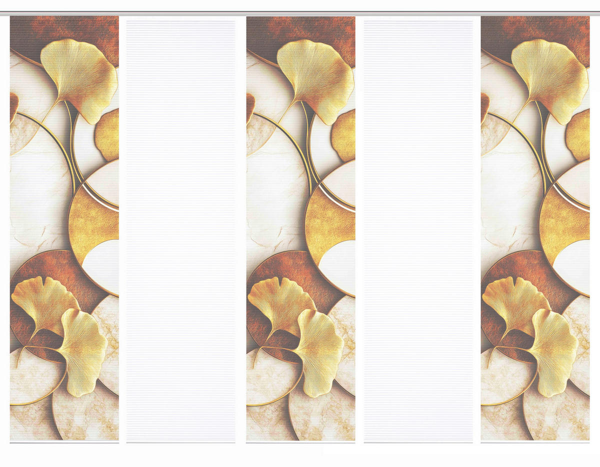FLÄCHENVORHANG  5 Stück  blickdicht  60/245 cm   - Cognac/Goldfarben, Natur, Textil (60/245cm)