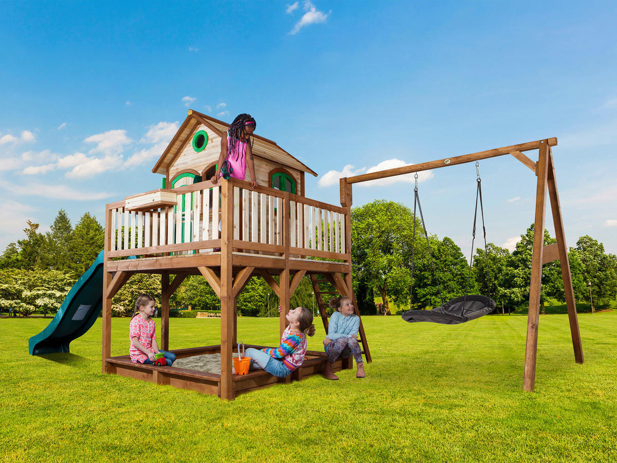 SPIELTURM 613/291/277 cm  - Braun/Weiß, KONVENTIONELL, Holz (613/291/277cm) - Ambia Garden
