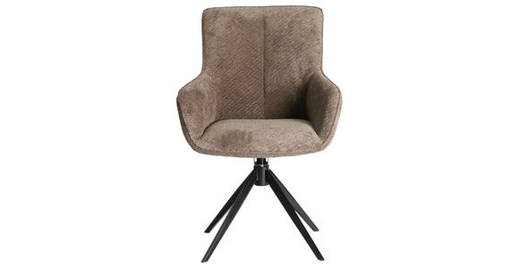 ARMLEHNSTUHL in Eisen Webstoff - Beige/Schwarz, Design, Textil/Metall (64/88/60cm) - Novel