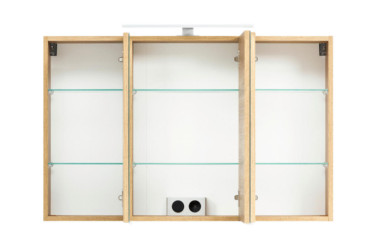 SPIEGELSCHRANK 100/64/20 cm  - Eiche Wotan/Alufarben, Natur, Glas/Holzwerkstoff (100/64/20cm) - Xora