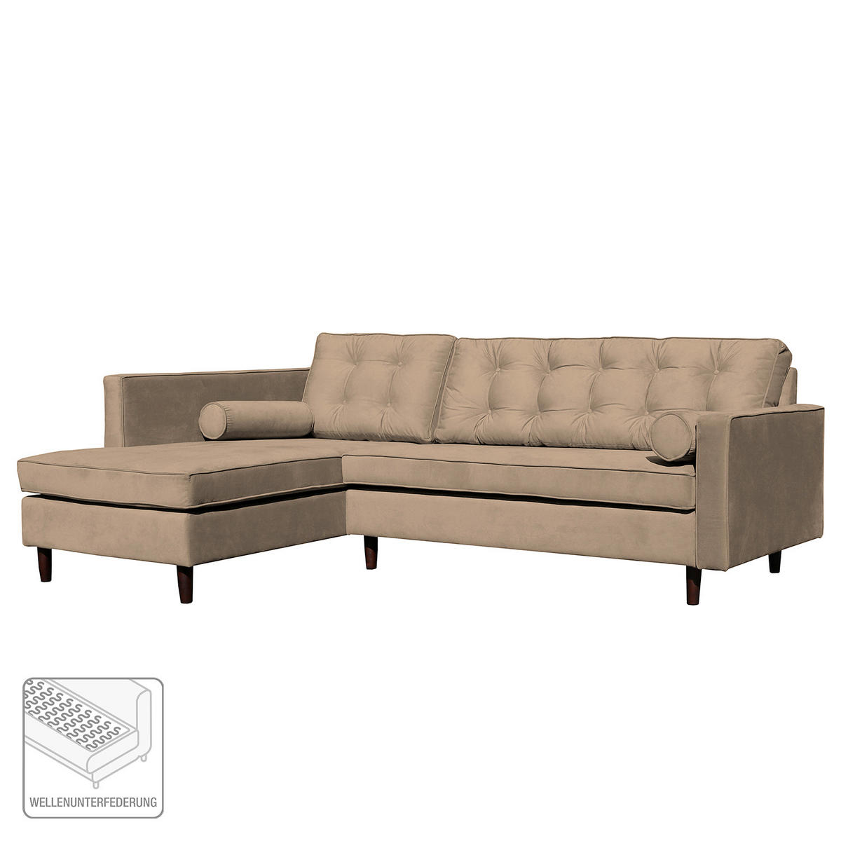 ECKSOFA VANCOUVER Hellbraun Mikrofaser Zierkissen, Rückenkissen  - Hellbraun/Braun, Design, Holz/Textil (169/240cm) - P & B