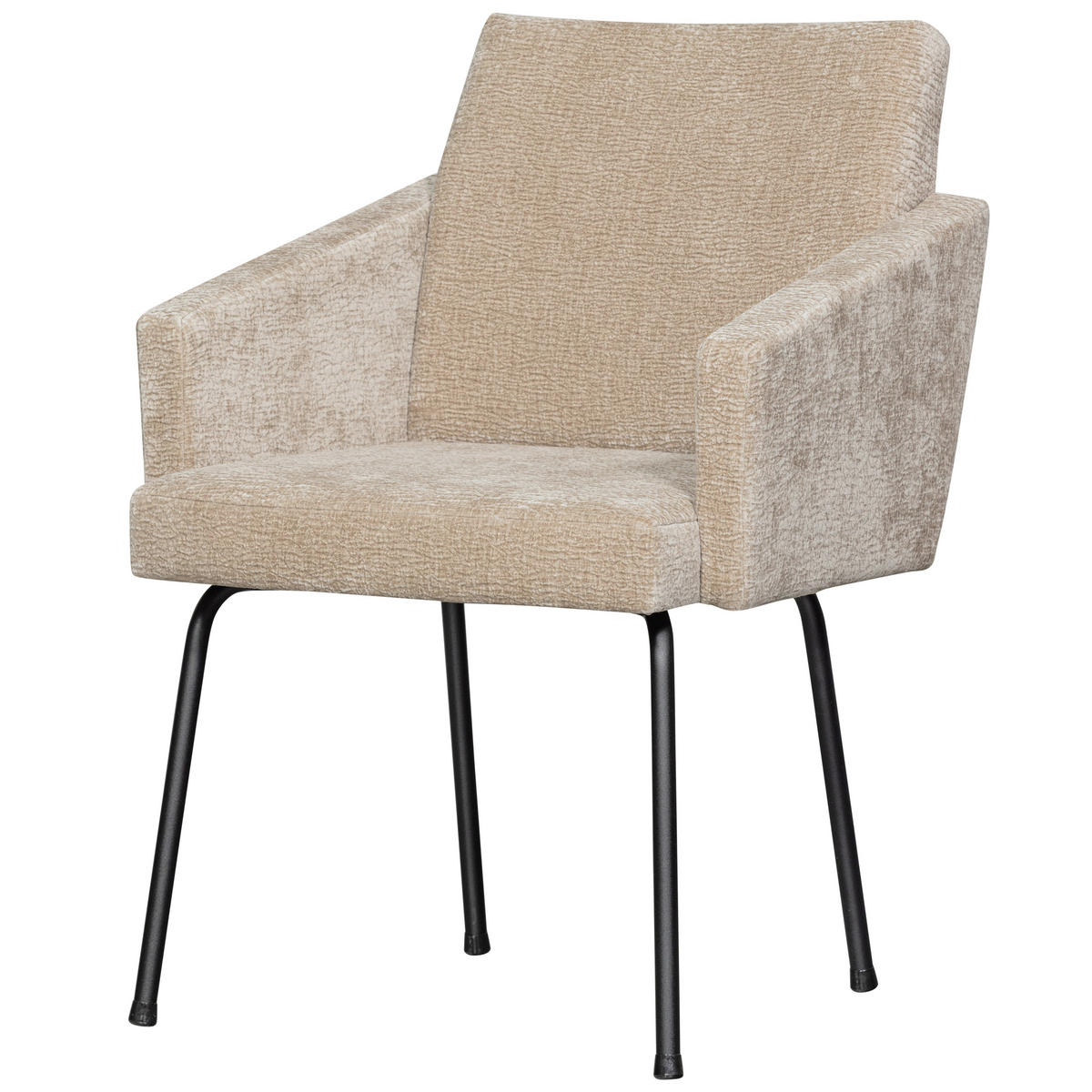 ARMLEHNSTUHL-SET 2 Stück  Chenille  - Sandfarben/Schwarz, MODERN, Textil/Metall (61/82/65cm) - Livetastic