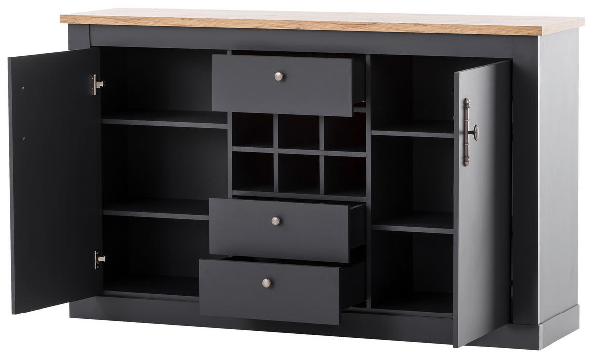 SIDEBOARD  in 169/104/45 cm  - Anthrazit/Silberfarben, Design, Holzwerkstoff/Metall (169/104/45cm) - MID.YOU