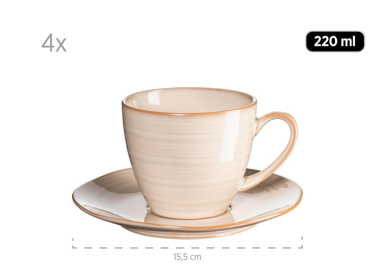 SET MED KOPPAR Nottingham 8 delar  - beige, Basics, keramik (19,5/16,5/18cm) - Mäser