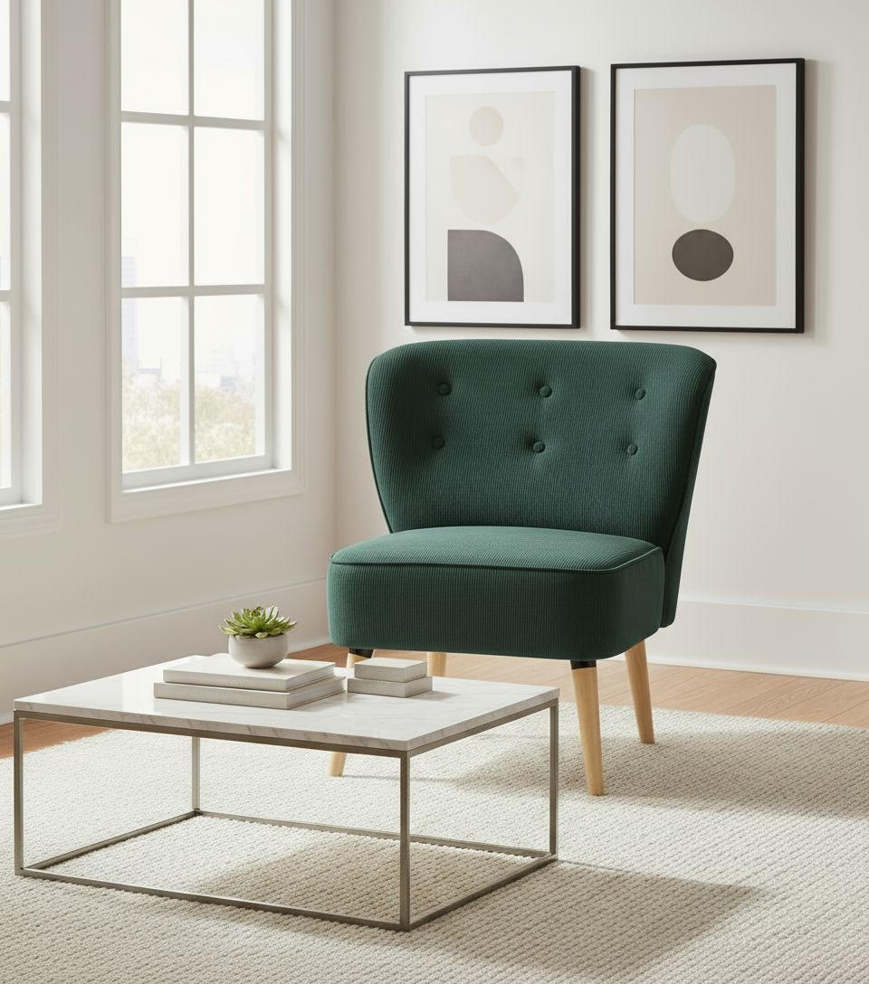 SESSEL Cord Grün    - Naturfarben/Grün, Design, Holz/Textil (75/82/80cm) - Livetastic