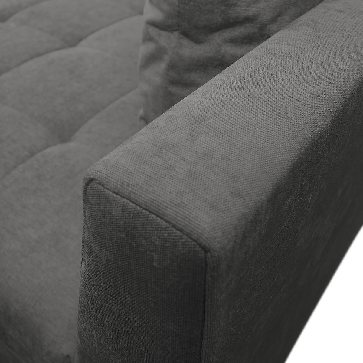 Ecksofa inkl. Hocker in Flachgewebe Grau  - Schwarz/Grau, Design, Holz/Textil (247/174cm) - MID.YOU