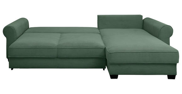 ECKSOFA Dunkelgrün Cord  - Dunkelgrün/Schwarz, KONVENTIONELL, Kunststoff/Textil (318/197cm) - Hom`in
