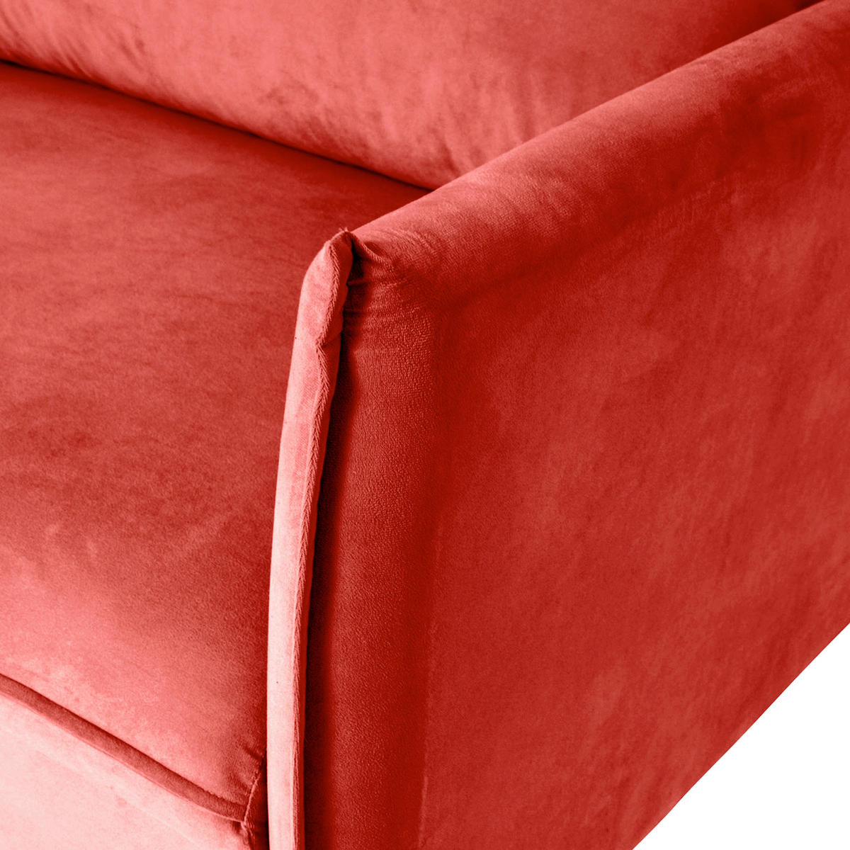 3-SITZER-SOFA Samt Rot  - Rot/Schwarz, Design, Holz/Textil (203/86/100cm) - P & B
