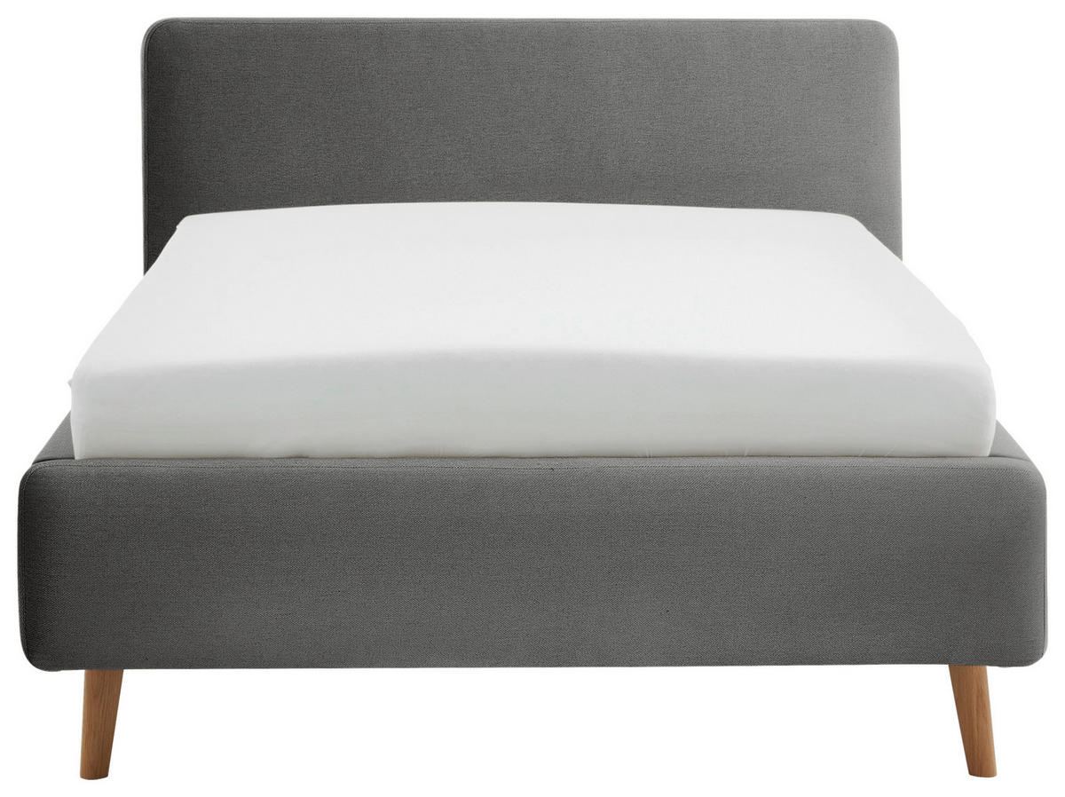 POLSTERBETT 140/200 cm  in Anthrazit  - Eichefarben/Birkefarben, Design, Holz/Textil (140/200cm) - Xora