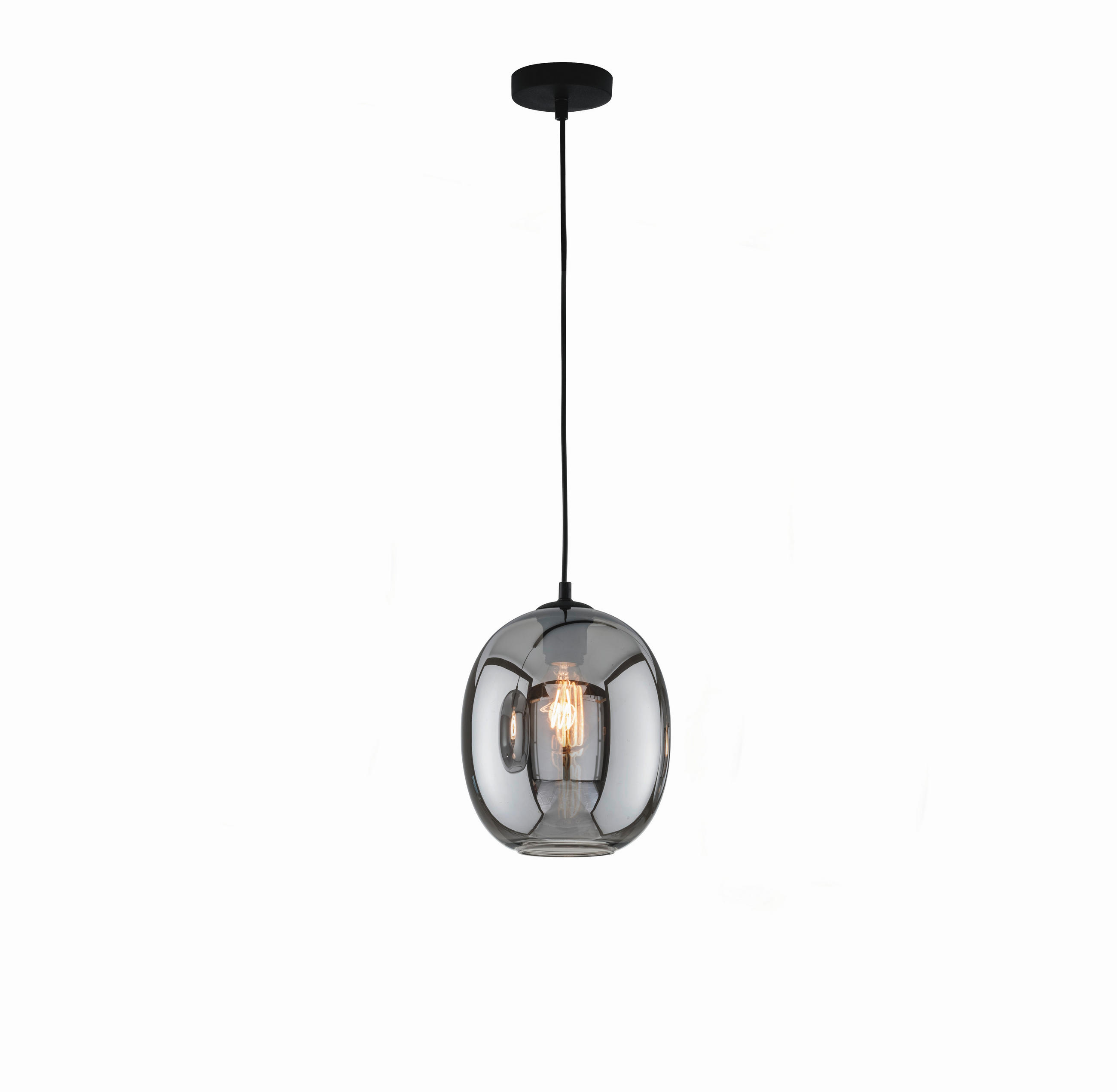 PENDELLEUCHTE 30/150 cm  - Schwarz, Design, Glas/Metall (30/150cm) - Fischer & Honsel