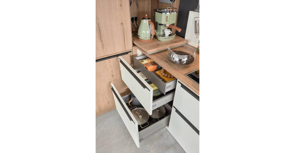 EINBAUKÜCHE   - Eichefarben/Weiß, Design, Holzwerkstoff - Dieter Knoll