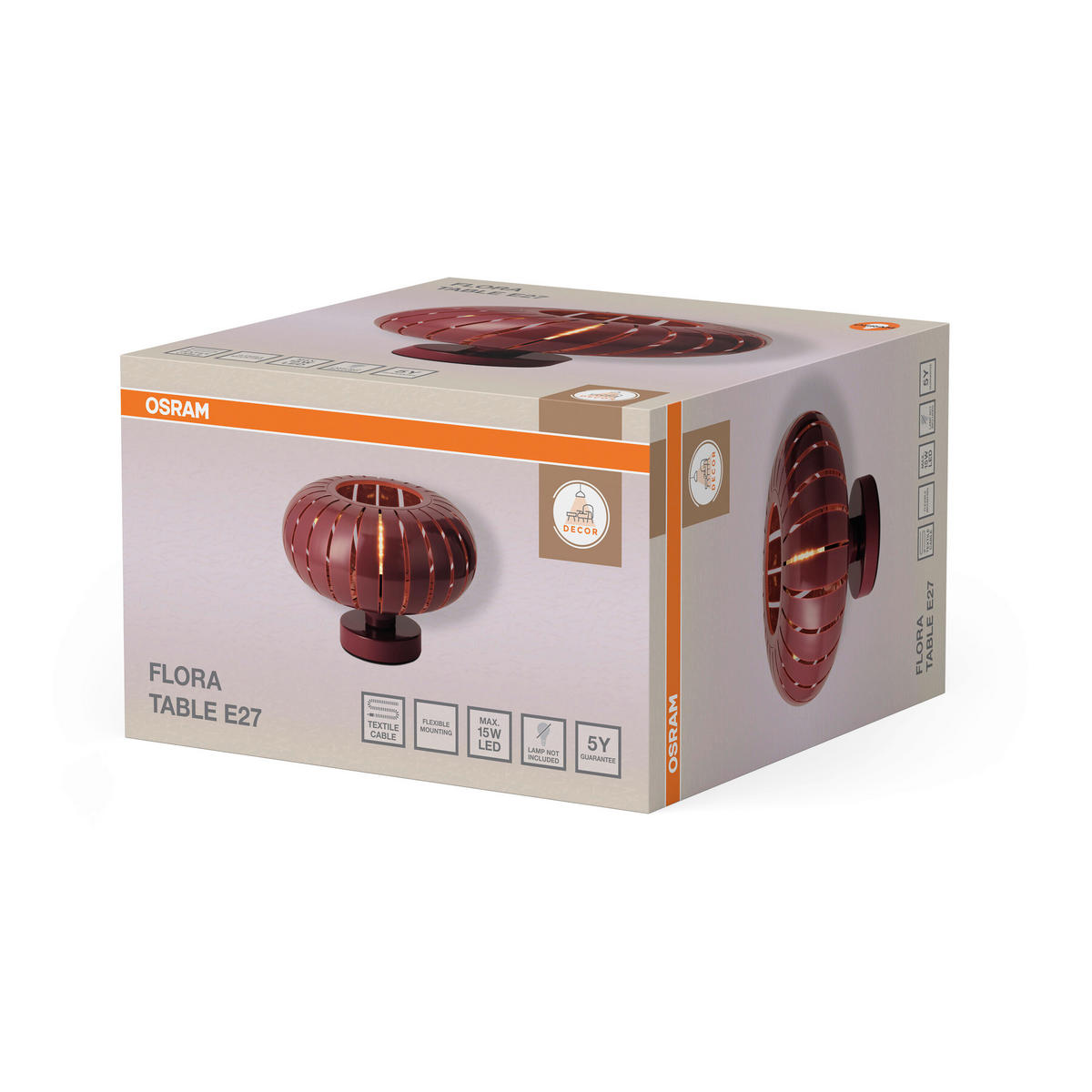 TISCHLEUCHTE 28/19,6 cm  - Rot, Design, Kunststoff/Metall (28/19,6cm) - Osram