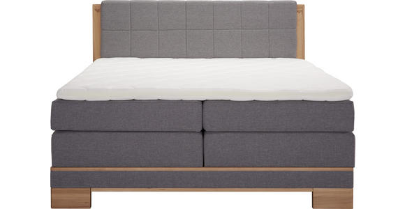 BOXSPRINGBETT 200/200 cm  in Grau, Buchefarben  - Buchefarben/Grau, Natur, Holz/Textil (200/200cm) - Linea Natura