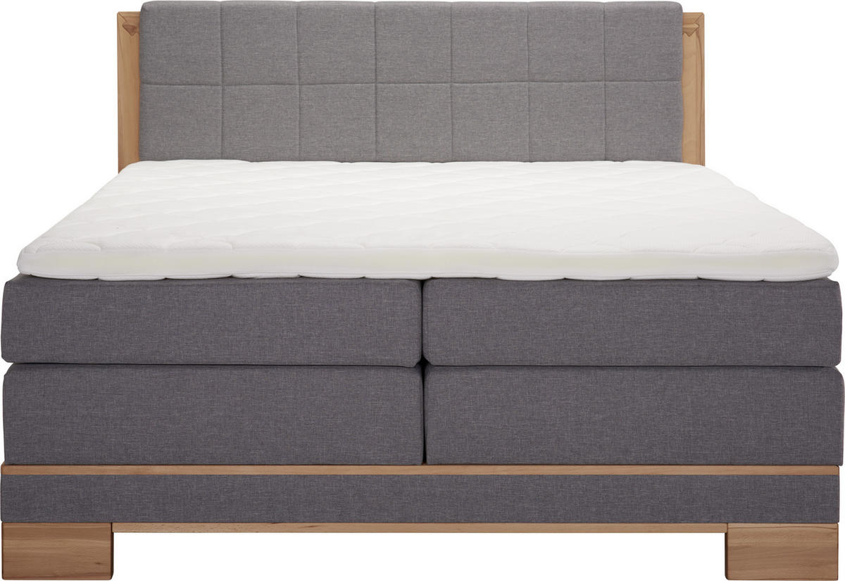 BOXSPRINGBETT 200/200 cm  in Grau, Buchefarben  - Buchefarben/Grau, Natur, Holz/Textil (200/200cm) - Linea Natura
