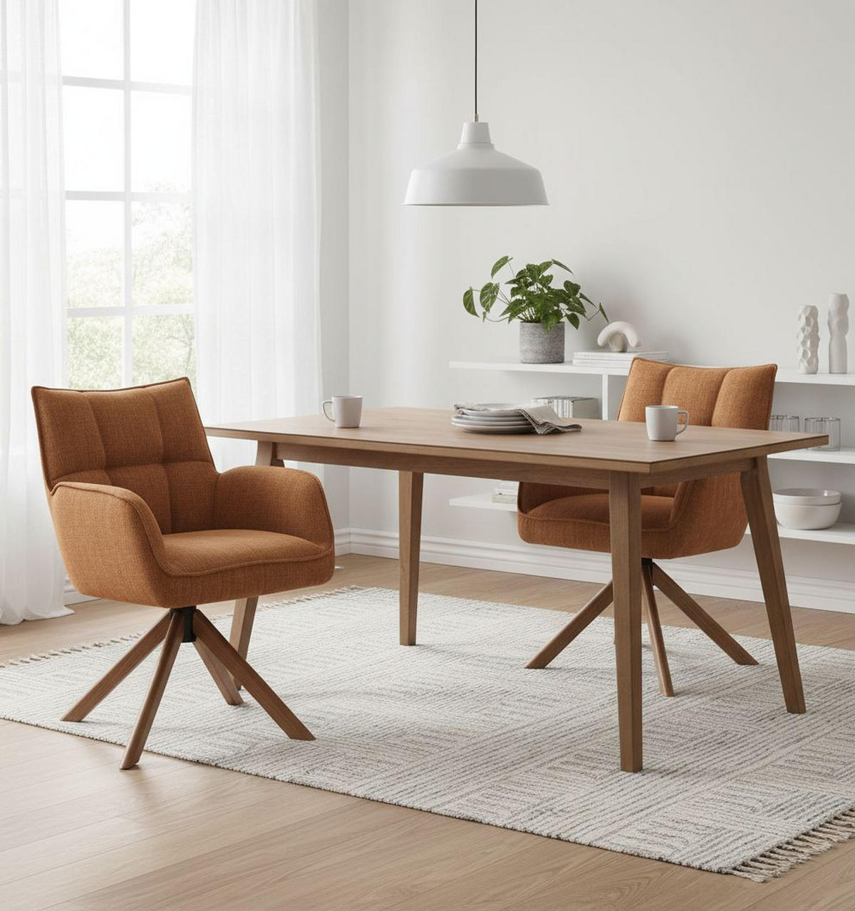 ARMLEHNSTUHL-SET 2 Stück  in Chenille  - Rostfarben/Naturfarben, MODERN, Holz/Textil (59/86/65cm) - Livetastic