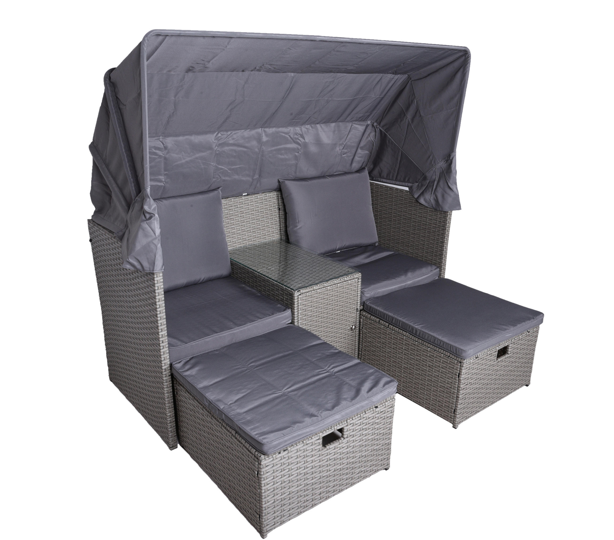 LOUNGEGARNITUR Stahl  - Grau/Grün, Basics, Kunststoff/Textil - Gardenson
