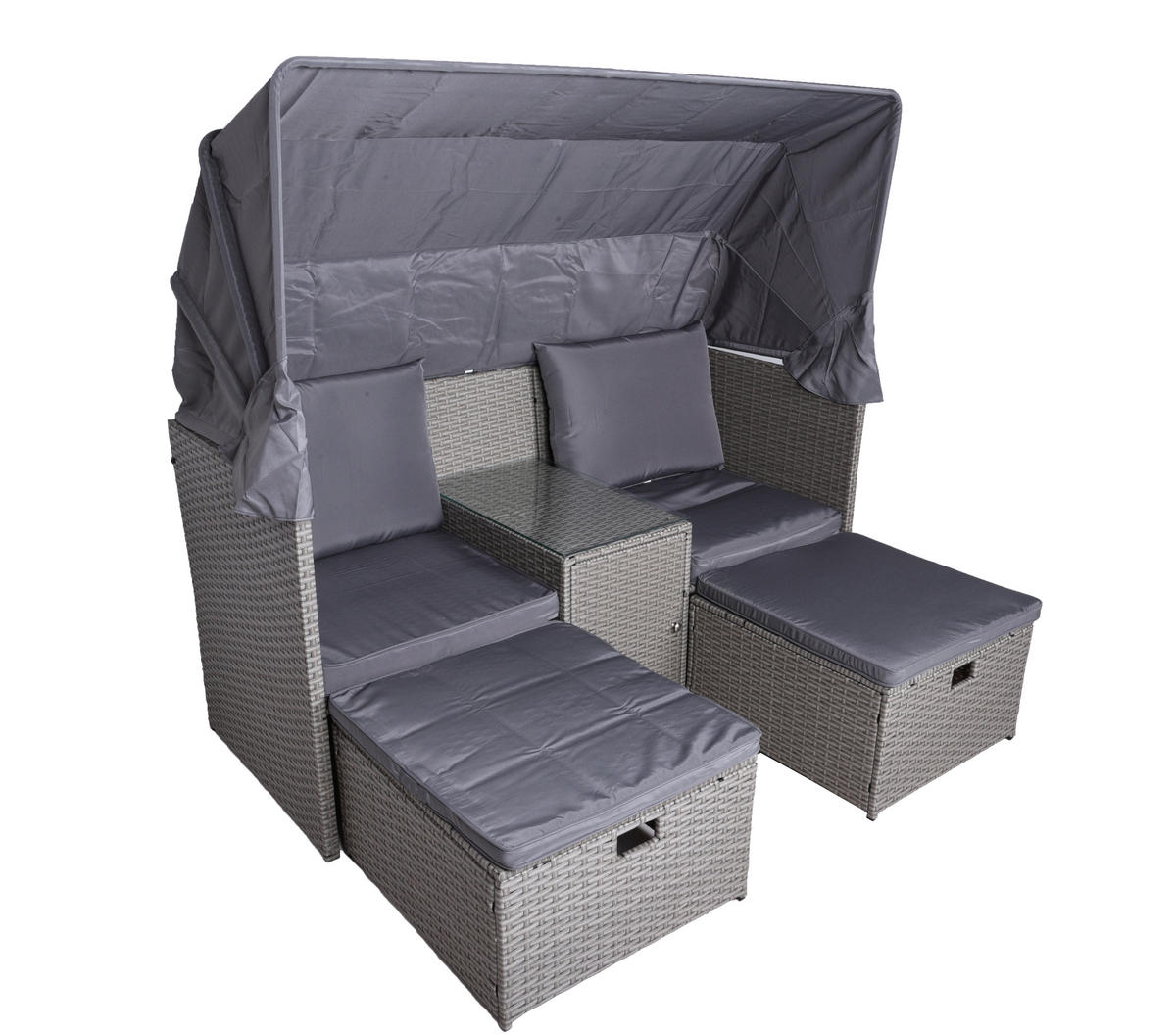LOUNGEGARNITUR Stahl  - Grau/Grün, Basics, Kunststoff/Textil - Gardenson
