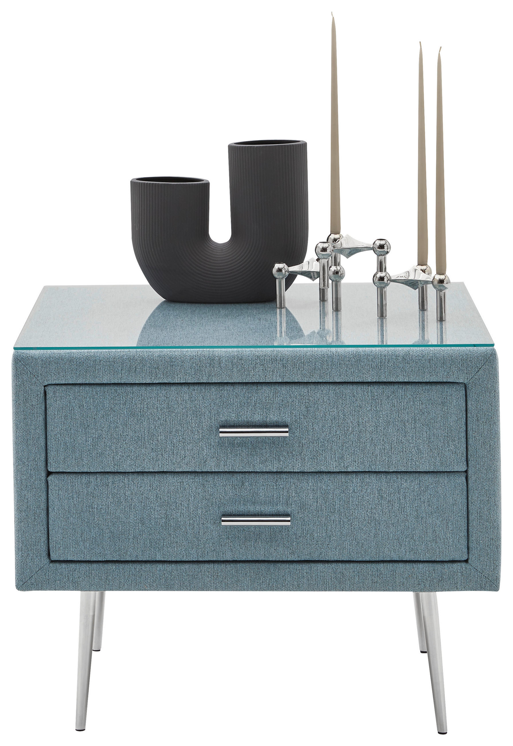 NACHTSCHRANK 60/50,5/45,5 cm  - Türkis/Chromfarben, KONVENTIONELL, Textil/Metall (60/50,5/45,5cm) - Dieter Knoll