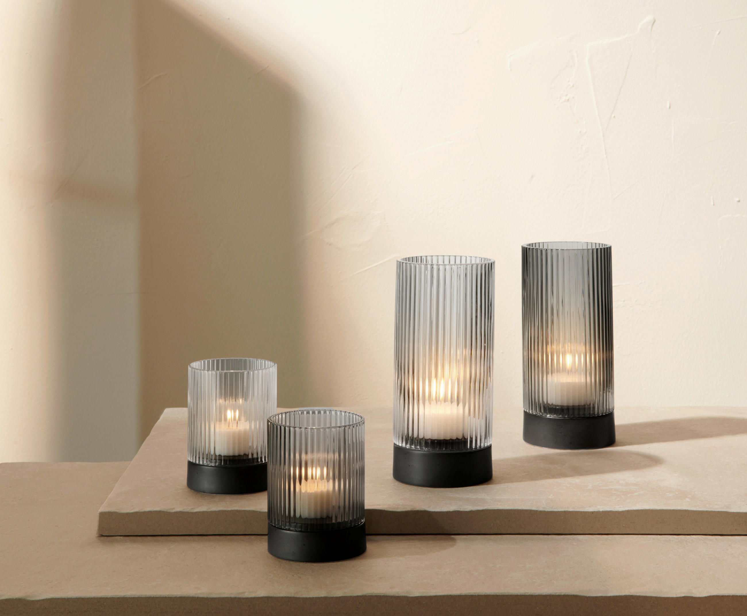WINDLICHT Grau 7/9,6 cm  - Grau, Basics, Glas/Keramik (7/9,6cm) - ASA