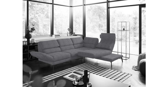 ECKSOFA in Flachgewebe Grau 256-363/212-253 cm - Schwarz/Grau, Design, Textil/Metall (256-363/212-253cm) - Dieter Knoll