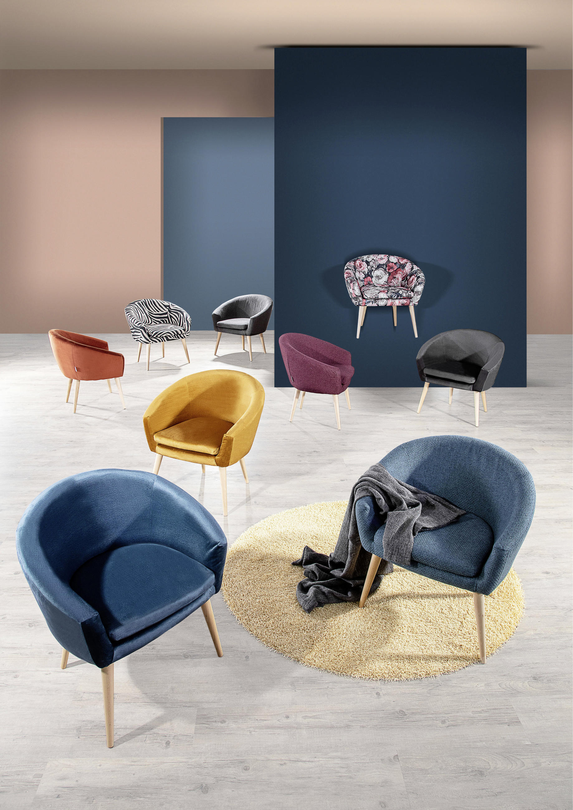 SESSEL in Flachgewebe Goldfarben  - Goldfarben/Naturfarben, Design, Holz/Textil (73/73/66cm) - Livetastic