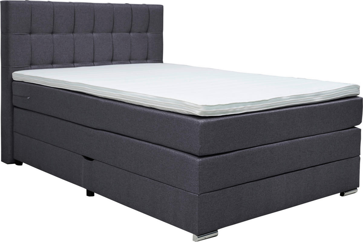 POSTELJA BOXSPRING 140 cm   x 200 cm  , tekstil črna  - črna/barve aluminija, Konvencionalno, umetna masa/tekstil (140/200cm) - Carryhome