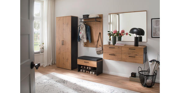 GARDEROBE 6-teilig  in 300/200/38 cm  - Eichefarben/Anthrazit, KONVENTIONELL, Holzwerkstoff (300/200/38cm) - Moderano