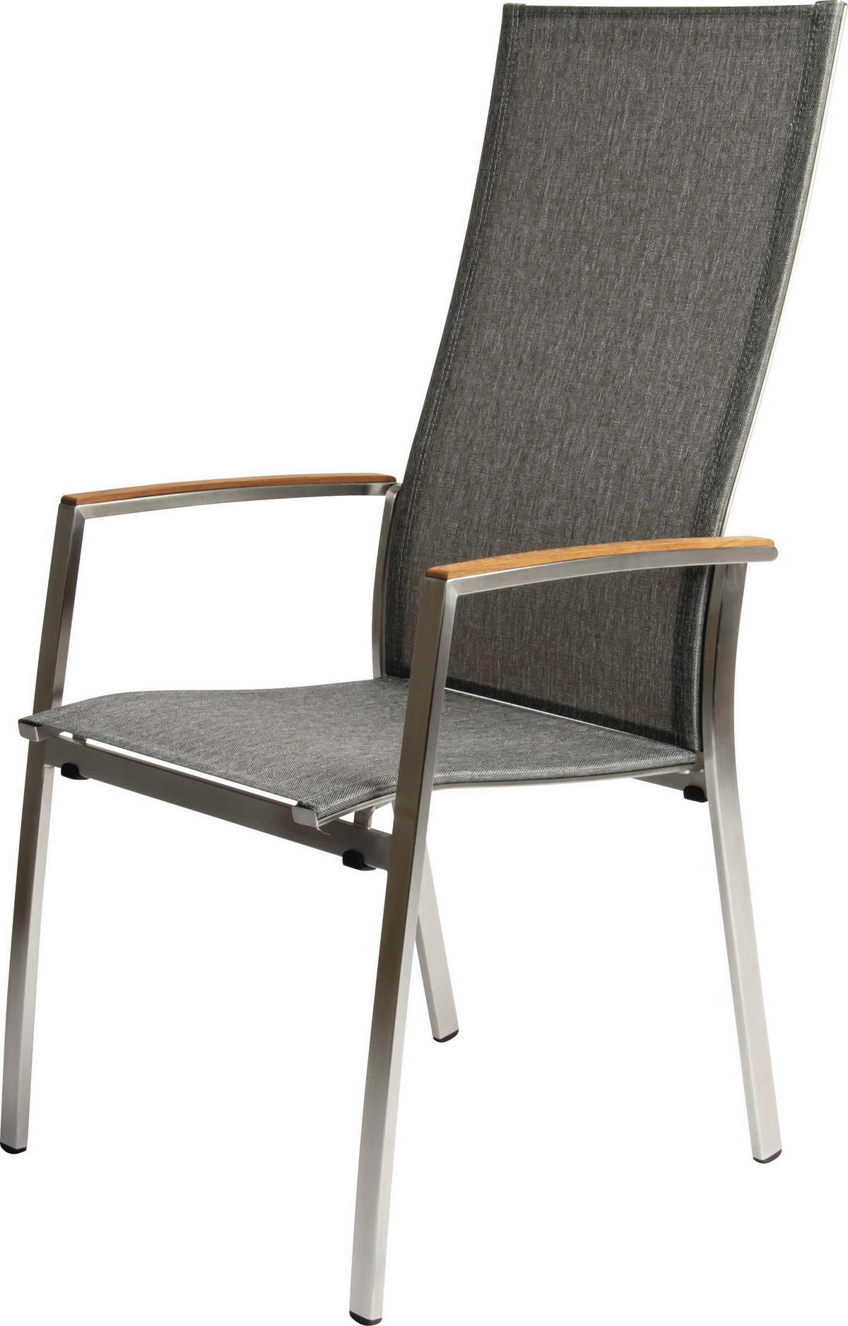 STAPELSESSEL in Holz, Metall, Textil Edelstahlfarben, Hellgrau, Teakfarben  - Edelstahlfarben/Hellgrau, Basics, Holz/Textil (56/110/67cm) - Stern